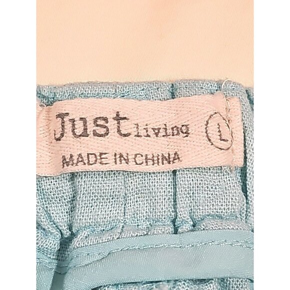 Just Living Linen Blend Mint Green Drawstring Wide Leg Pants Women LRG Lagenlook - Picture 4 of 12